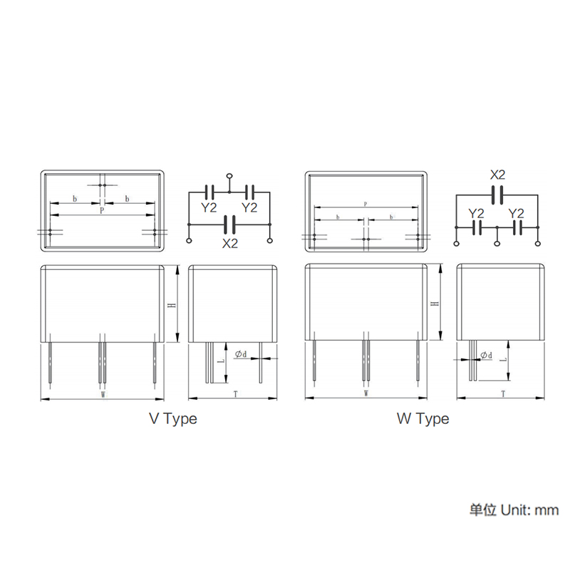 MKP X2Y serisi Elektromanyetik Parazit Bastırma için Kondansatör Modülü (Sınıf X2+Y)
